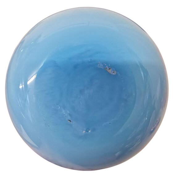 7.5" Empoli Pale Blue Art Glass Pitcher Vase Swirled Handle Italy MCM - Picture 8 of 9